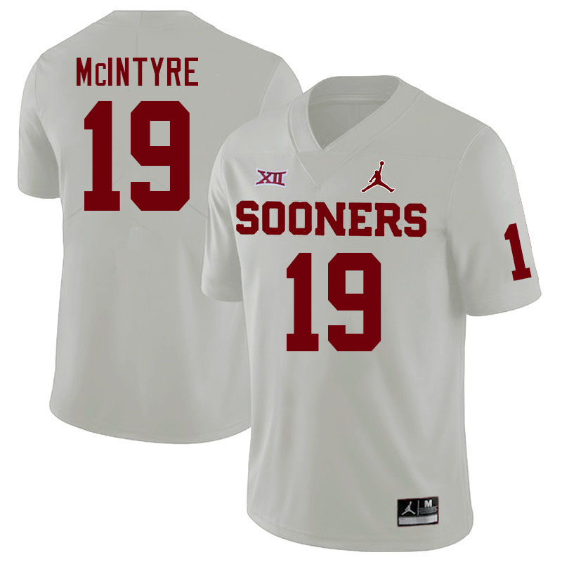 Men #19 Kade McIntyre Oklahoma Sooners College Football Jerseys Stitched Sale-White - Click Image to Close